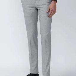 Van Heusen Grey Slim Fit Heathered Trousers-image-36