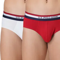U.S. Polo Assn. Red & White Cotton Regular Fit Briefs - Pack Of 2-picture-37