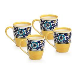 ExclusiveLane Light Yellow & White Ceramic Coffee Mugs - Set of 4 (240ml)-image-19