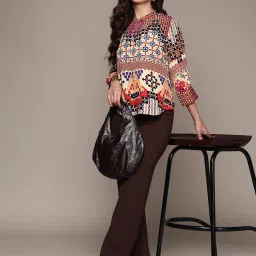 Label Ritu Kumar Ecru Geometric Print Shirt image 4