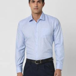 Van Heusen Blue Cotton Slim Fit Checks Shirt-image-58