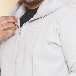 John Pride Grey Regular Fit Plus Size Hooded Sweatshirt image 4