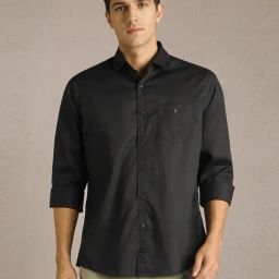 Louis Philippe Black Cotton Slim Fit Shirt-picture-17