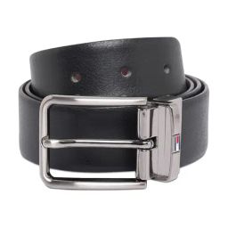 Tommy Hilfiger Black & Wine Belmopan Leather Reversible Belt For Men-image-59