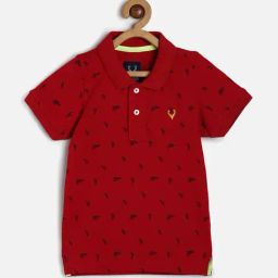 Allen Solly Junior Red Printed Polo T-Shirt-image-85