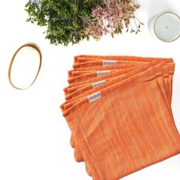 Doctor Towels Banana Double Cloth Checks Orange 380 GSM Viscose Face Towel (Set of 4)-image-36
