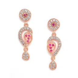 Aatmana Rose Gold-Plated Ruby AD-Studded Handcrafted Floral Necklace & Earring Set image 4