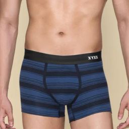 XYXX Opal Blue Cotton Regular Fit Striped Trunks-picture-13