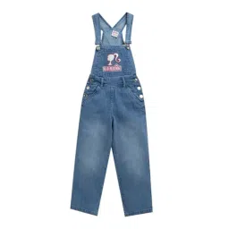 Tiny Girl Light Blue Barbie Printed Dungaree-image-31