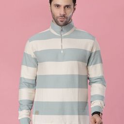 V-Mart Men Striped Zigzag Knit Pullover Sweatshirt-picture-13