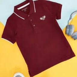 Pantaloons Junior Wine Cotton Printed Polo T-Shirt-picture-38