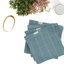 Doctor Towels Banana Double Cloth Checks Blue 380 GSM Viscose Face Towel (Set of 4)-image-32
