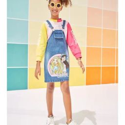 Tiny Girl Dark Blue Cotton Barbie Printed Dungaree-image-41