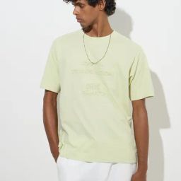 Studiofit by Westside Lime Text Design Relaxed-Fit Cotton T-Shirt-image-37