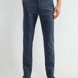 Arrow New York Navy Slim Fit Checks Trousers-image-55