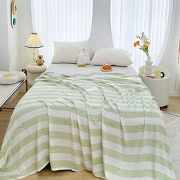 JC HOME Green & White Floral Mild Winter 300 GSM Double Bed Blanket-image-93