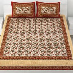 Living Roots Printed Red 240 TC Cotton Bedsheet with 2 Pillow Covers-image-101