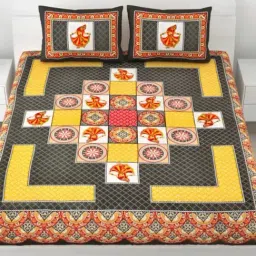 Living Roots Printed Grey 240 TC Cotton Bedsheet with 2 Pillow Covers-image-71