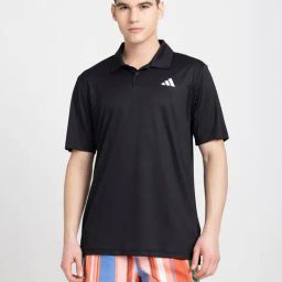 adidas CLUB Black Regular Fit 3 Striped Sports Polo T-Shirt-image-63
