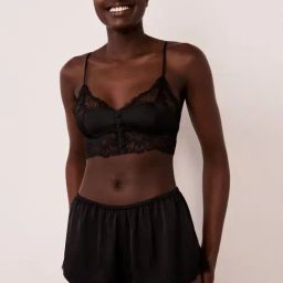 La Vie En Rose Black Lace Work Bralette Bra-image-8