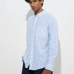 WES Casuals by Westside Light Blue Relaxed-Fit Cotton-Blend Shirt-picture-45