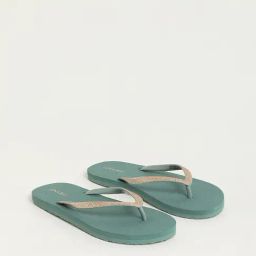 LUNA BLU by Westside Dark Green Shimmer-Detailed Flip-Flop-image-29