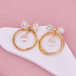 GC PREMIUM JEWELLERY Gold-Plated Stainless Steel Cubic Zirconia Studded Studs-8
