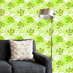 ArtzFolio Printed UV-Resistant Anti-Bacterial Green Hindu Om Aum Symbol Peel & Stick Wallpaper-image-53