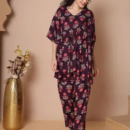 TAG 7 Women Tropical Printed Regular Kaftan Pyjamas Night suit-image-28