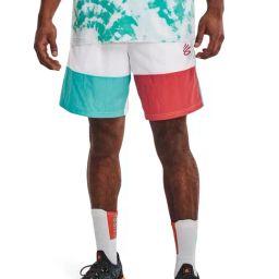 Under Armour White Regular Fit Colour Block Sports Shorts-picture-1