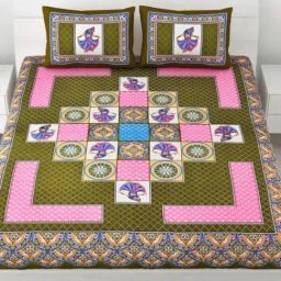 Living Roots Printed Green 240 TC Cotton Bedsheet with 2 Pillow Covers-image-75