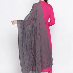 Dupatta Bazaar Grey Embroidered Chiffon Dupatta image 3