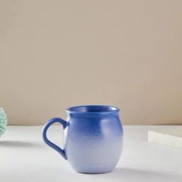 Fabindia Home Adhrit Solid Blue & Light Blue Ceramic Mug (250 ml)-image-32