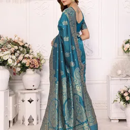WEAREZEE Woven Design Silk Blend Designer Saree image 4