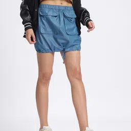 glitchez Cargo Pocketed Parachute Mini Skirt-picture-22