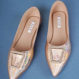 Elle Women's Gold Flat Ballets-image-95