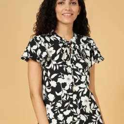 Annabelle by Pantaloons Black & White Floral Print Top-image-91