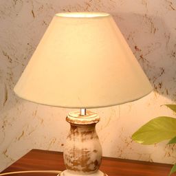 Homesake Beige Wood Industrial Frusturical Shaped Table Lamp-picture-42