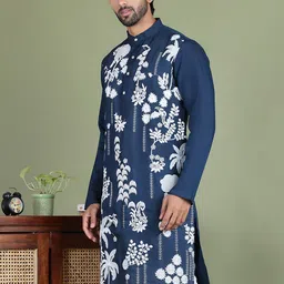 Jompers Men Floral Embroidered Chikankari Floral Kurta-image-72