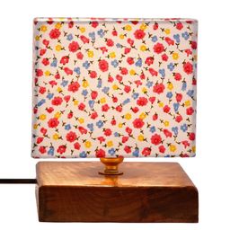 Devansh White & Red Floral Printed Square Lamp image 3
