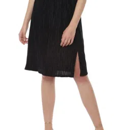 Allen Solly Black Self Pattern A-Line Skirt-image-83