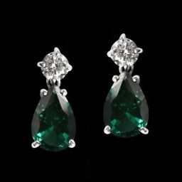 Clara 92.5 Sterling Silver Stone Solitaire Green Drop Earrings for Women-image-55