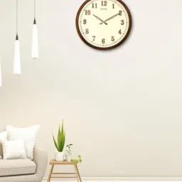 SEIKO elegant brown plastic wall clock with sweep movement-image-44
