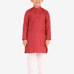 Pro-Ethic Style Developer Kids Red & White Printed Full Sleeves Kurta with Pyjamas-46