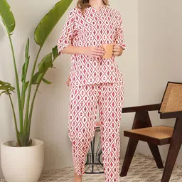 July Women Ethnic Motifs Printed V-Neck Night suit-picture-19
