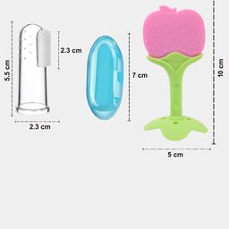 Kritiu Set Of 2 Textured Silicone Baby Finger Toothbrush & Stand Teether image 2