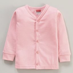 Babyhug Full Sleeves Front Open Thermal Vest - Pink-image-53