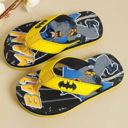 Kidsville DC Comics Featuring Batman Printed Flip Flops - Yellow & Black-image-66