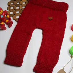 Shilpshakti Acrylic Solid Handmade  Woolen  Pant - Red-picture-33
