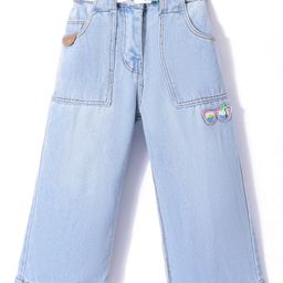 Little Kangaroos Cotton Denim Full Length Jeans with Belt - Light Blue-image-48